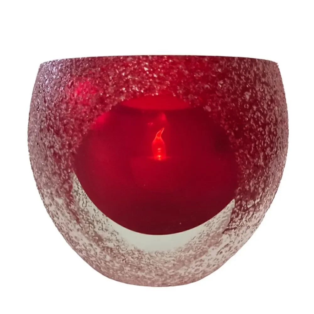 Fifth Ave Crystal‎ Candle Holder Geode Sugar Textured Red Tealight Votive GOTH.